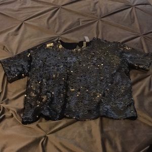 Metallic sequins top